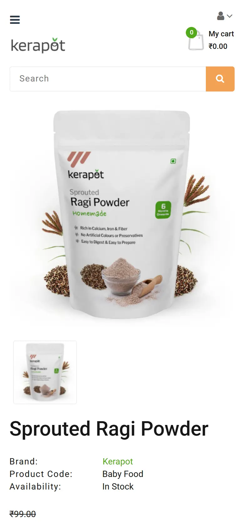 Kerapot product page on a mobile screen