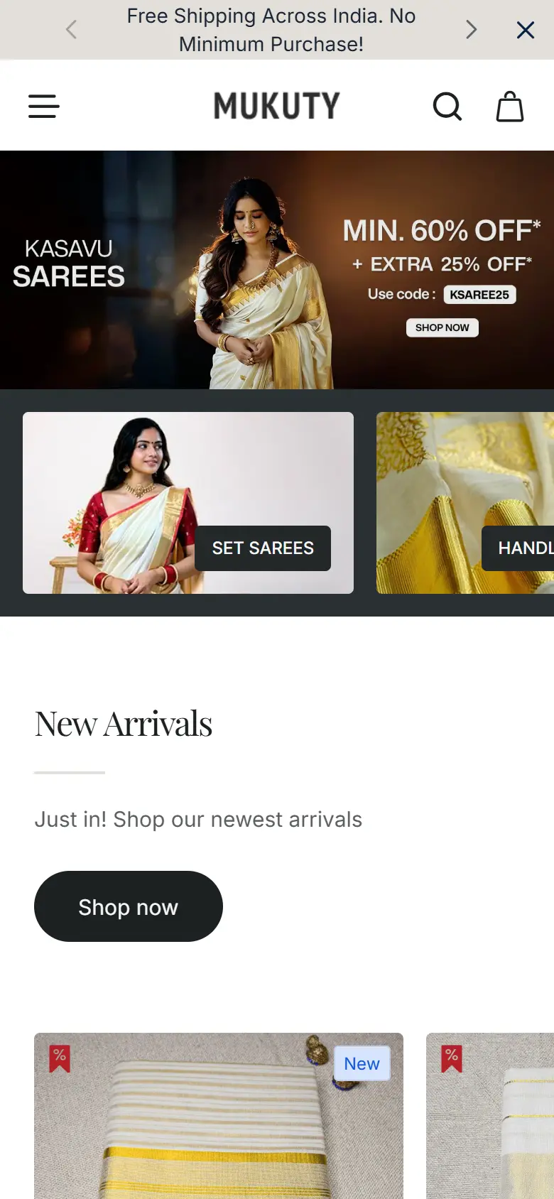 Mukuty homepage on a mobile screen